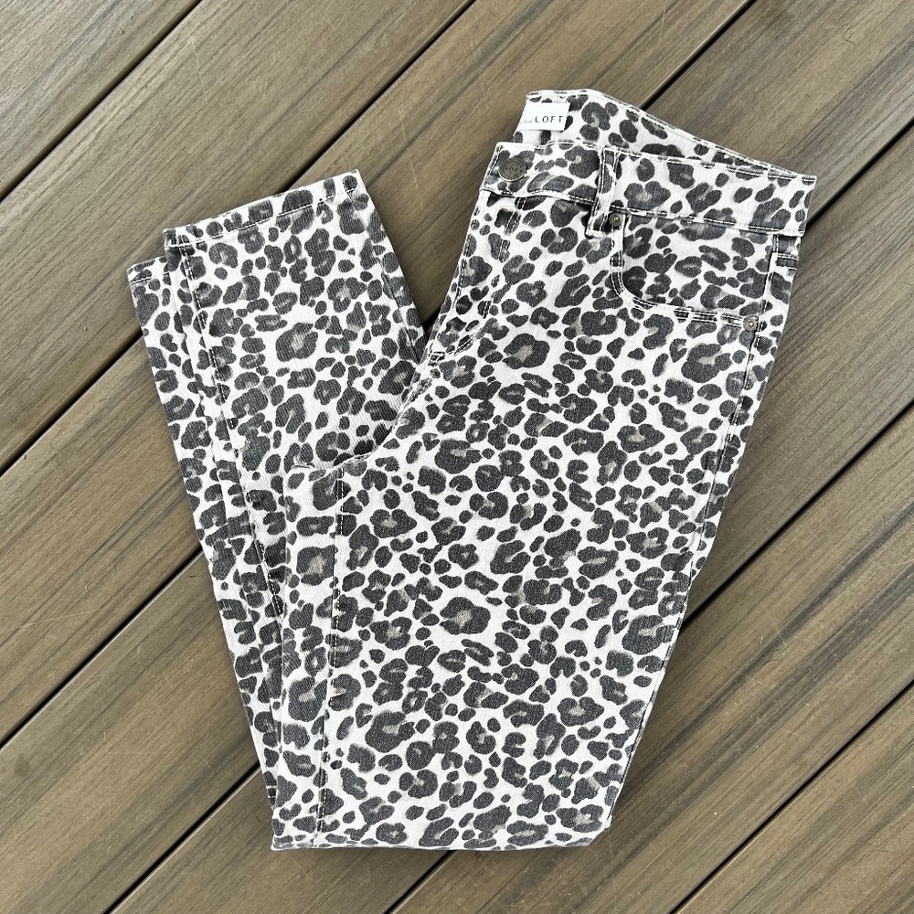 Ann Taylor LOFT Leopard Print Modern Skinny Jeans